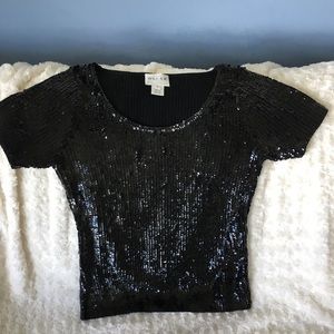 Oscar de la Renta sequined sweater.